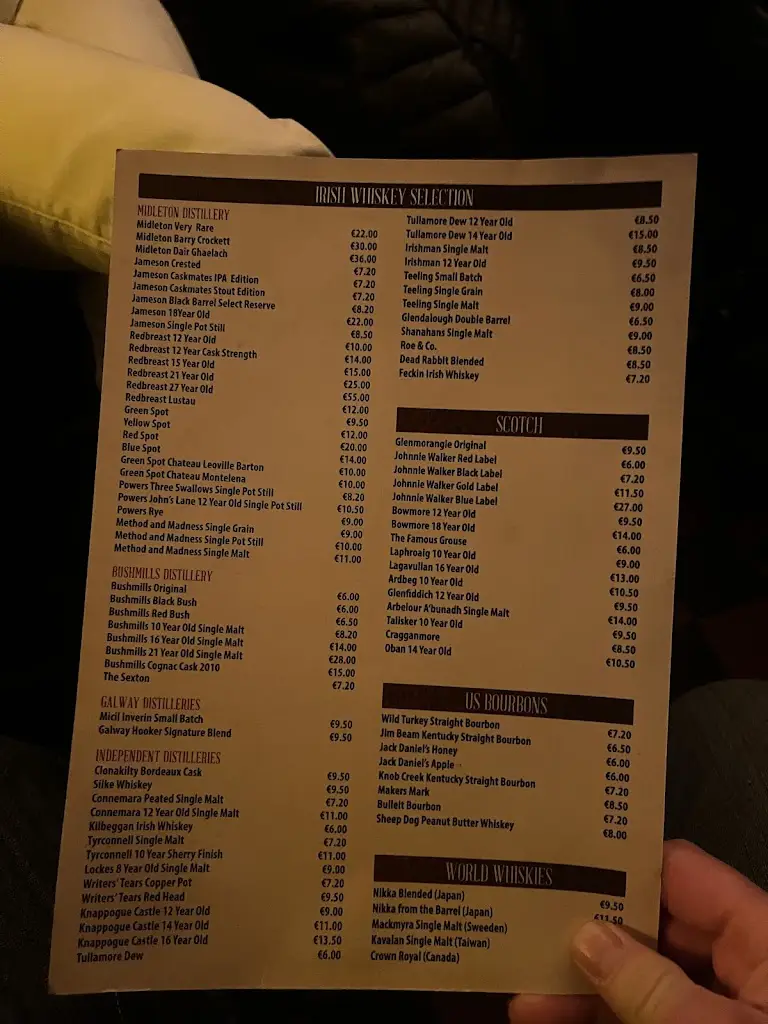 Menu_Lowry's Music & Whiskey Bar_Clifden_image_1