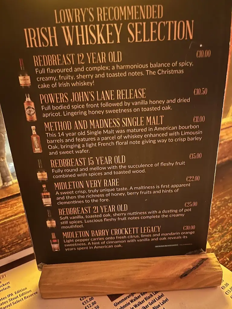 Menu_Lowry's Music & Whiskey Bar_Clifden_image_2