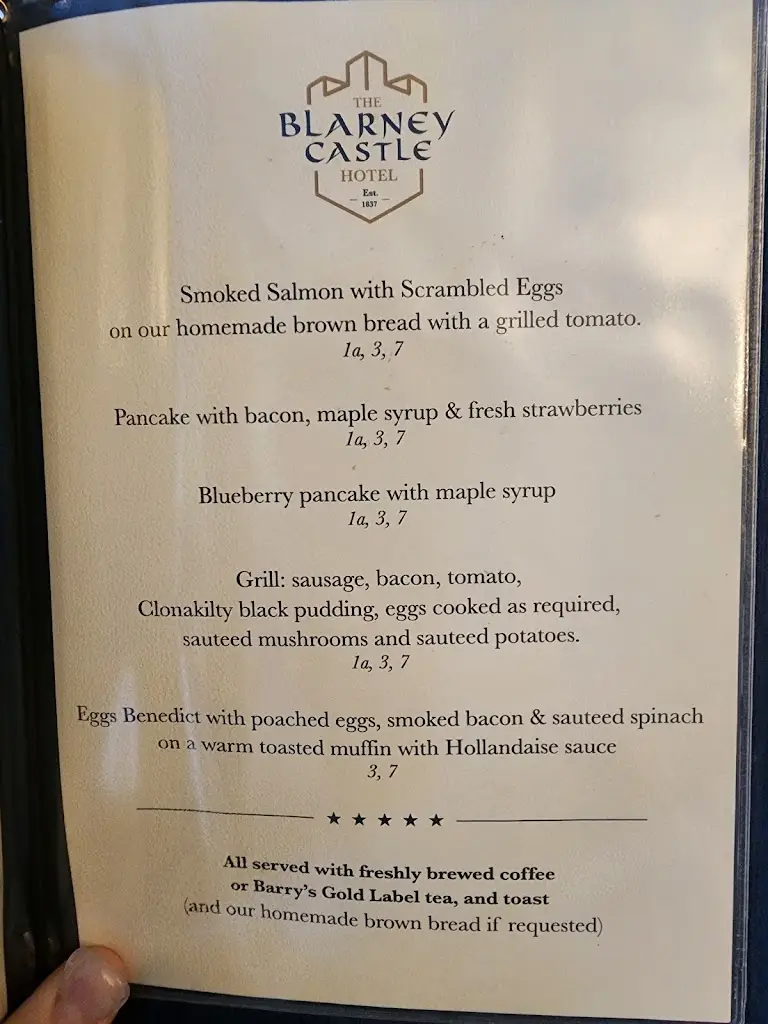 Menu_Blarney Castle Hotel_Blarney_imagen_1