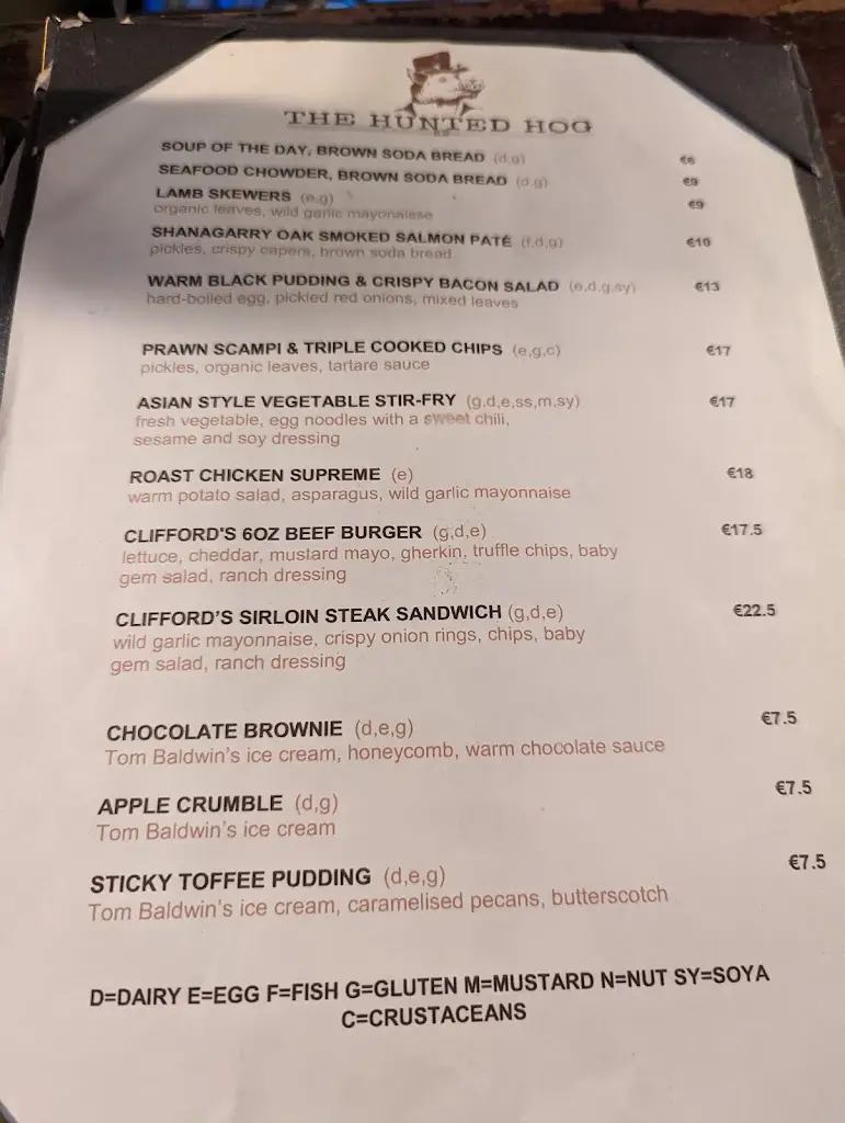 Menu_The Hunted Hog_Castlemartyr_image_1