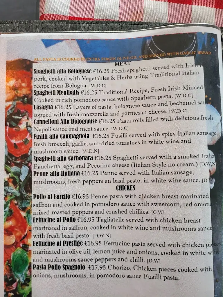 Menu_Ristorante Romano_Carrigaline_imagen_1