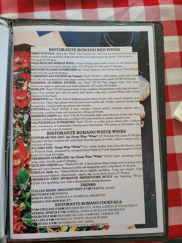 Menu_Ristorante Romano_Carrigaline_imagen_2