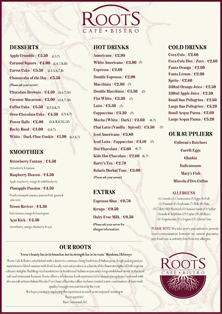 Menu_Roots Café & Bistro, Claregalway_Claregalway_imagen_4