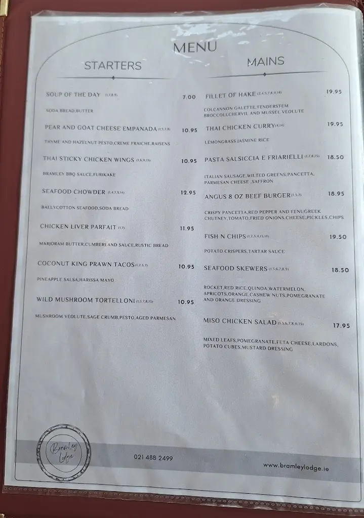 Menu_Bramley Lodge_Carrigtwohill_image_3