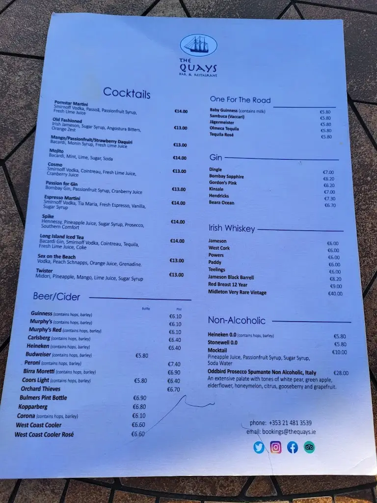Menu_The Quays Bar & Restaurant_Carrigtwohill_image_2