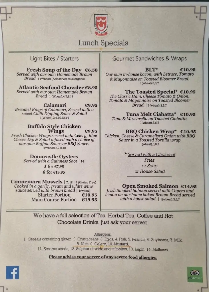 Menu_Mannion's Seafood Bar & Restaurant_Clifden_immagine_2