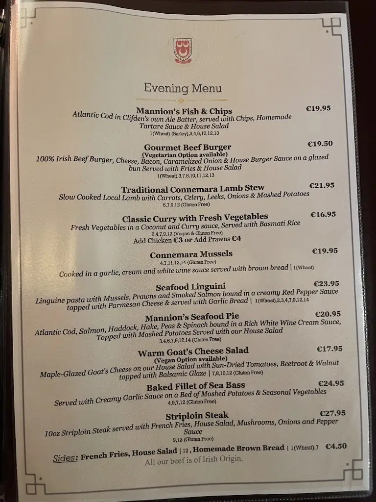 Menu_Mannion's Seafood Bar & Restaurant_Clifden_immagine_4