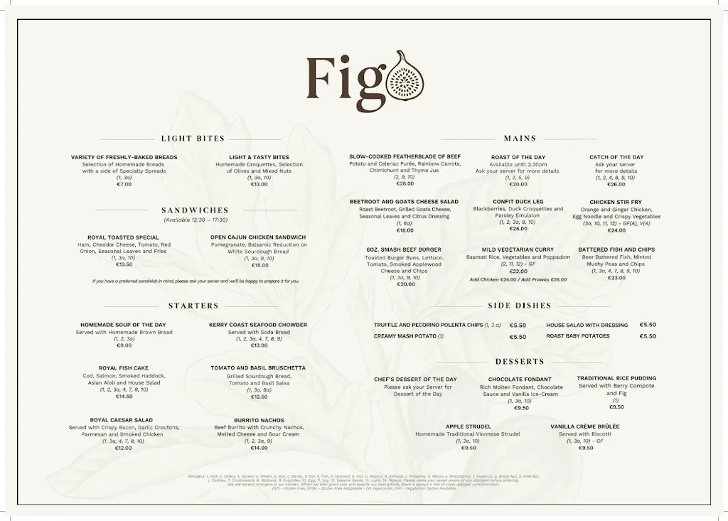 Menu_Fig at Killarney Royal Townhouse_Ciarraí_image_1
