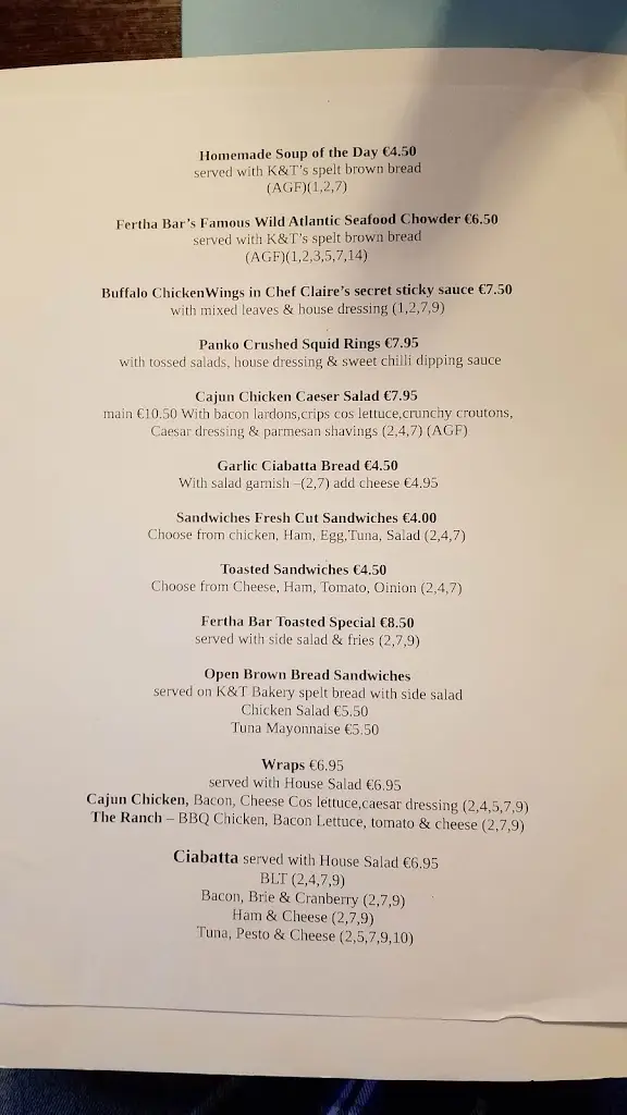 Menü_The Fertha_Cahersiveen_Bild_1