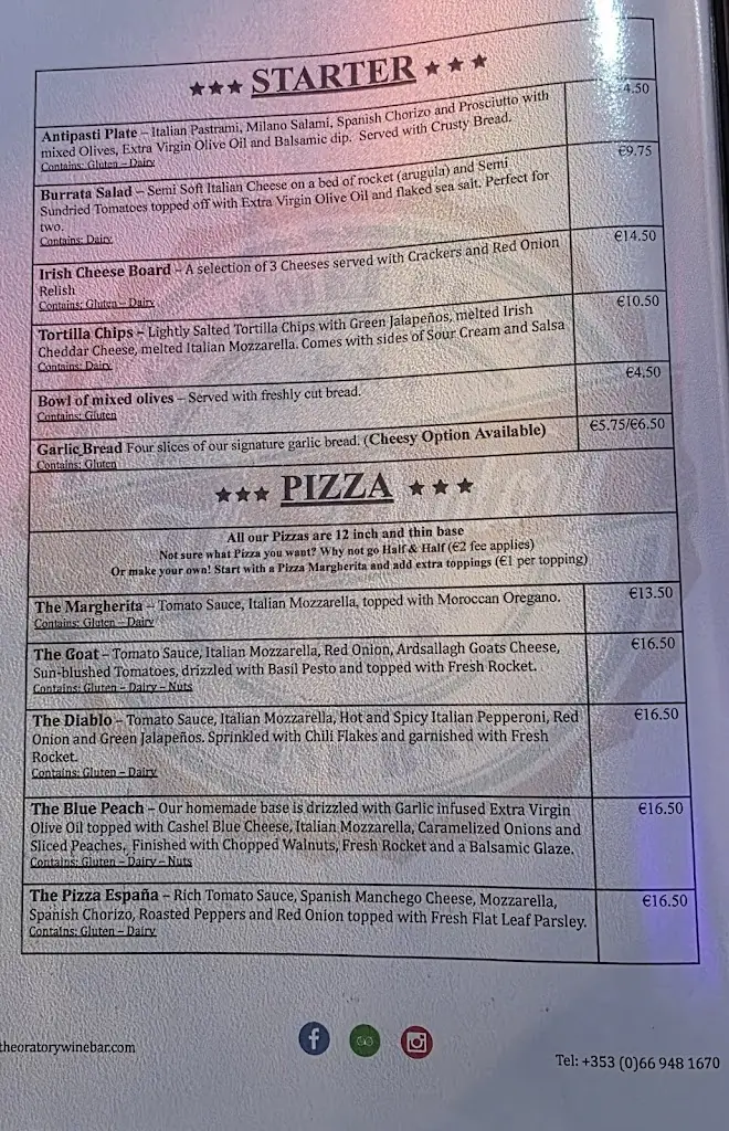Menu_The Oratory Pizza and Wine Bar Cahersiveen Ring of Kerry...Walk-ins welcome_Cahersiveen_image_2