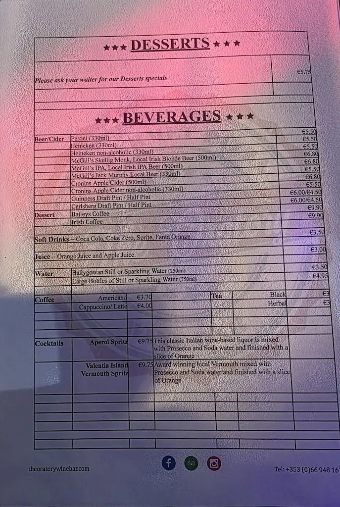 Menu_The Oratory Pizza and Wine Bar Cahersiveen Ring of Kerry...Walk-ins welcome_Cahersiveen_image_3