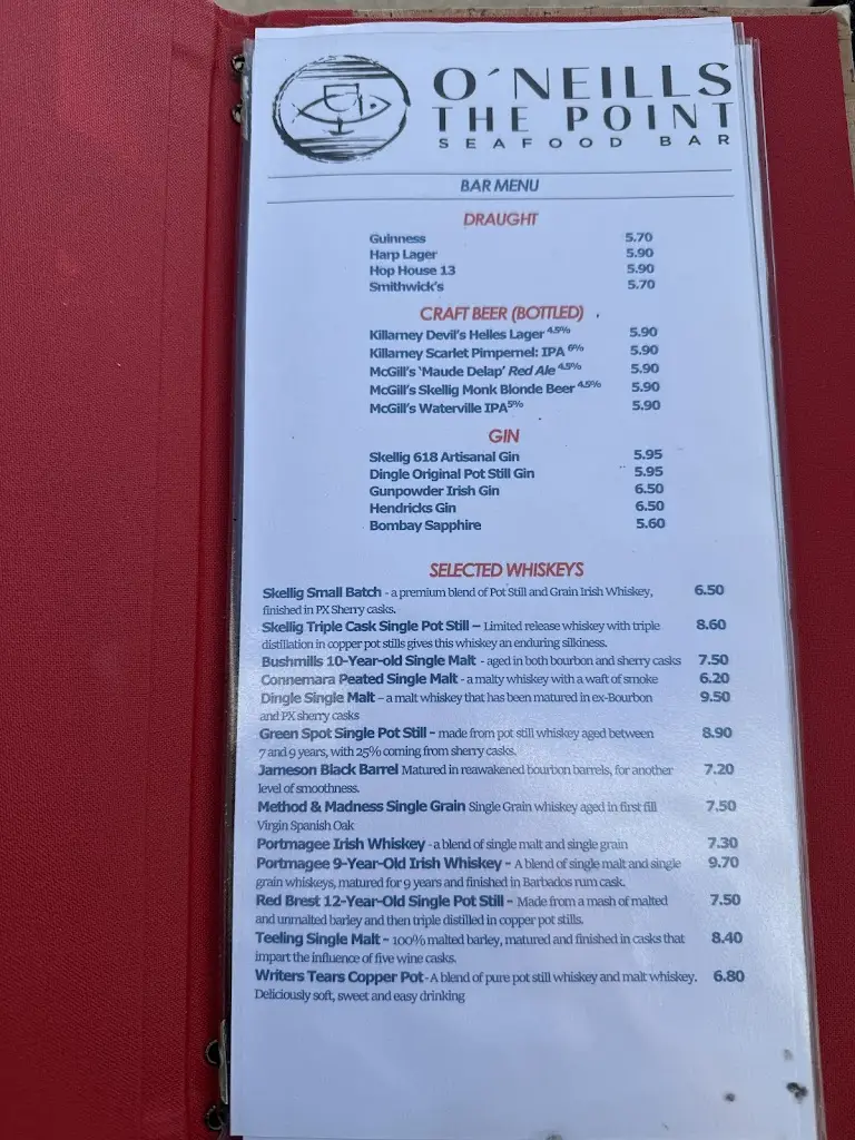 Menu_O'Neills The Point Seafood Bar_Cahersiveen_image_1