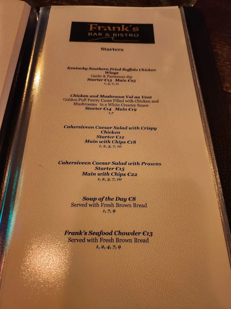 Menu_Frank's Bar & Bistro_Cahersiveen_image_4