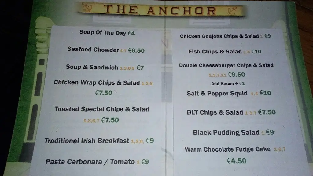 Menu_The Anchor Bar_Cahersiveen_imagen_3
