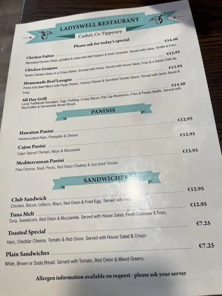 Menu_Ladyswell Restaurant_Cashel_imagen_2