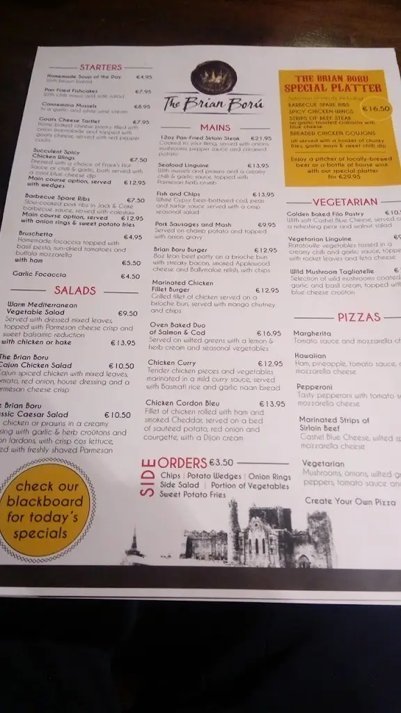 Menu_The Brian Boru Bar & Restaurant_Cashel_image_1