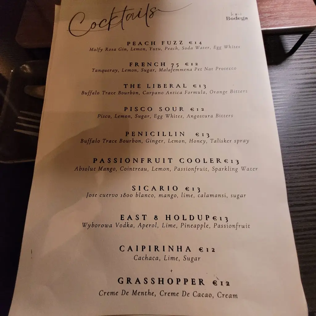 Menu_Bodega 1830_County Tipperary_image_3