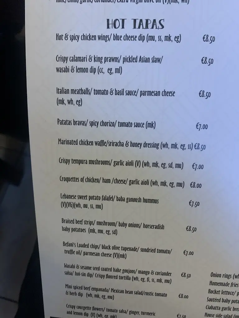 Menu_Befani's Townhouse & Restaurant_County Tipperary_image_2