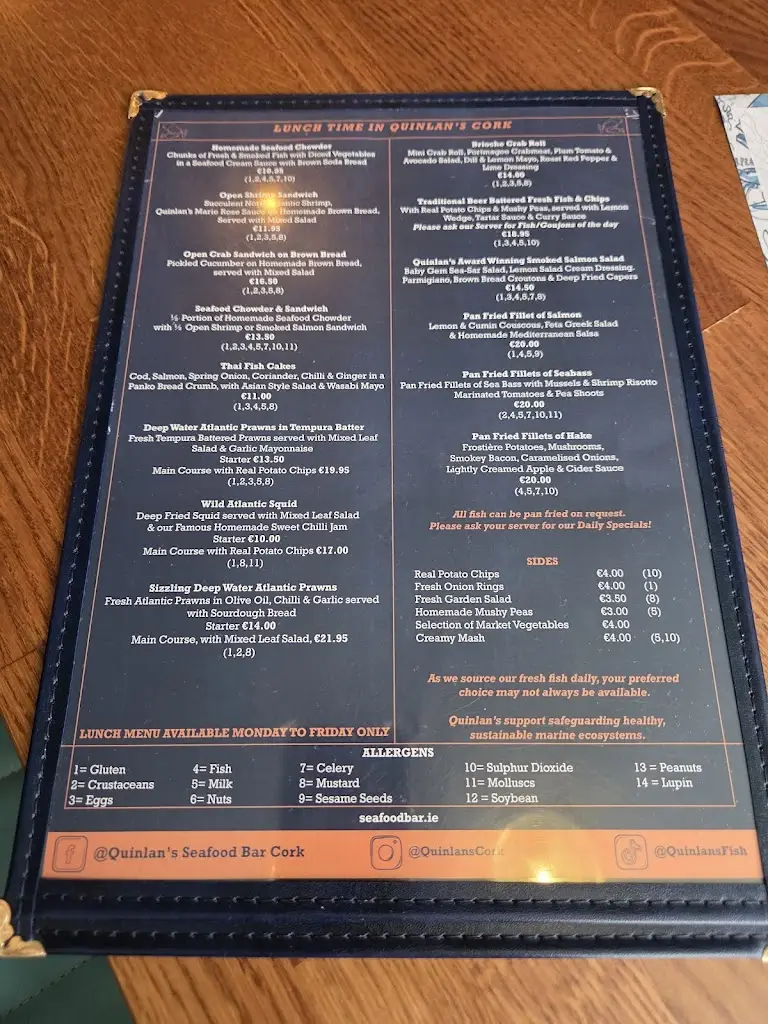 Menü_Quinlans Seafood Bar Cork_County Cork_Bild_3