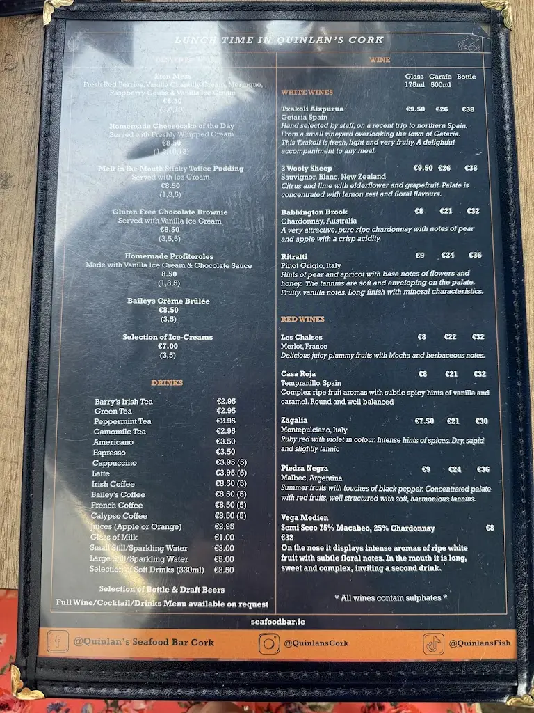 Menü_Quinlans Seafood Bar Cork_County Cork_Bild_4