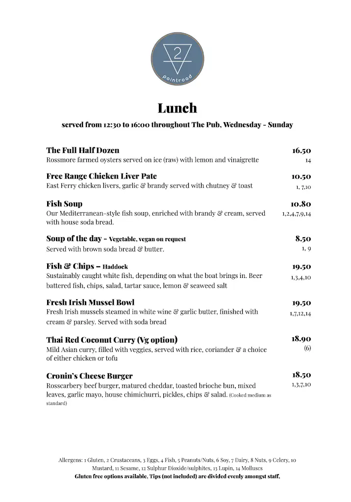 Menu_Cronin's Pub_Crosshaven_image_4