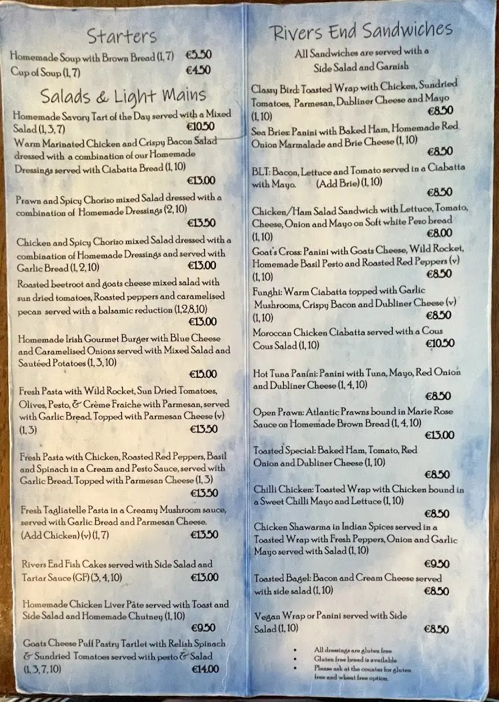 Menu_Rivers End Cafe_Crosshaven_imagen_2