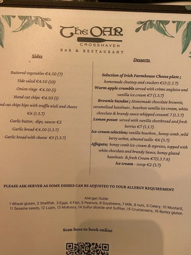 Menu_The Oar Bar_Crosshaven_image_3