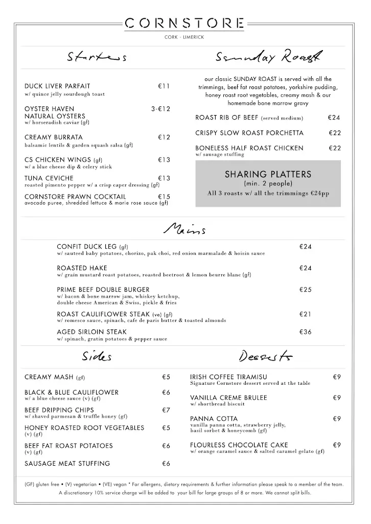 Menu_Cornstore Cork_Cork_image_1