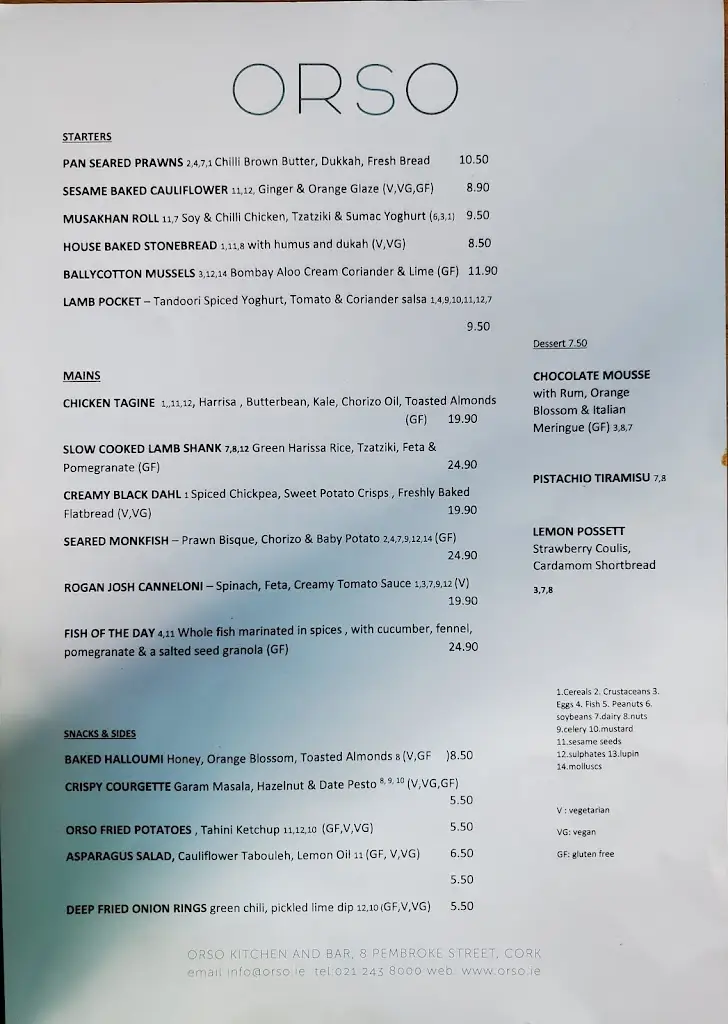 Menu_Orso Kitchen & Bar_Cork_imagen_2