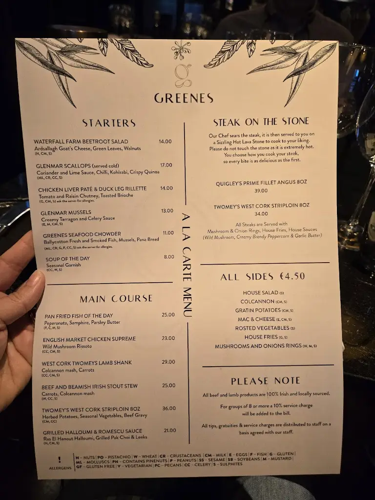 Menu_Greenes Restaurant_Cork_image_4