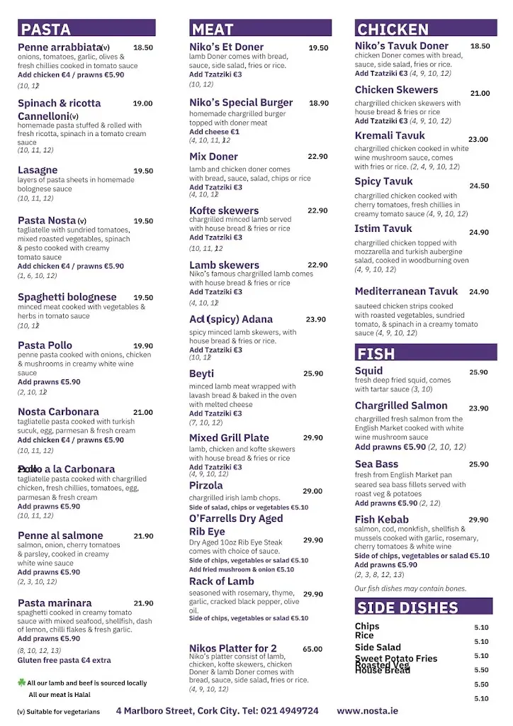 Menu_Nosta Restaurant_Cork_imagen_1