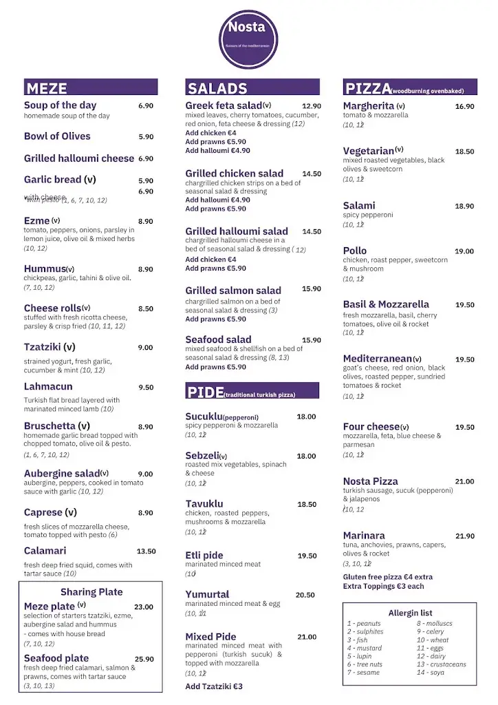 Menu_Nosta Restaurant_Cork_imagen_2