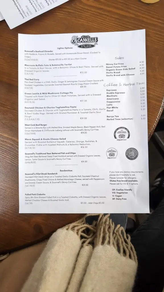 Menu_Scannell's Bar_Clonakilty_image_1