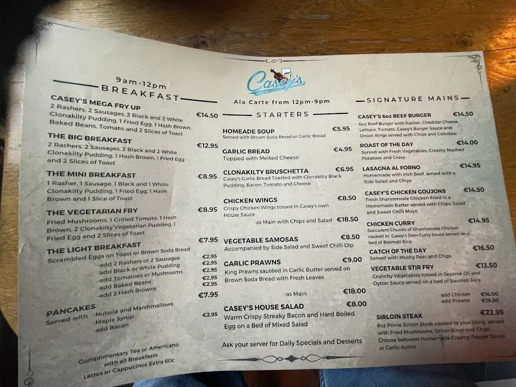 Menu_Casey's Bar and Restaurant_Clonakilty_image_2
