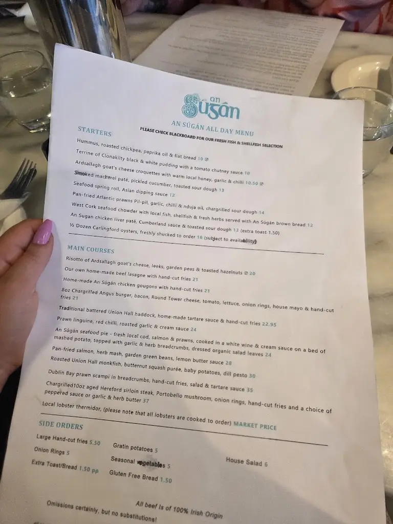 Menu_An Súgán Restaurant_Clonakilty_image_1