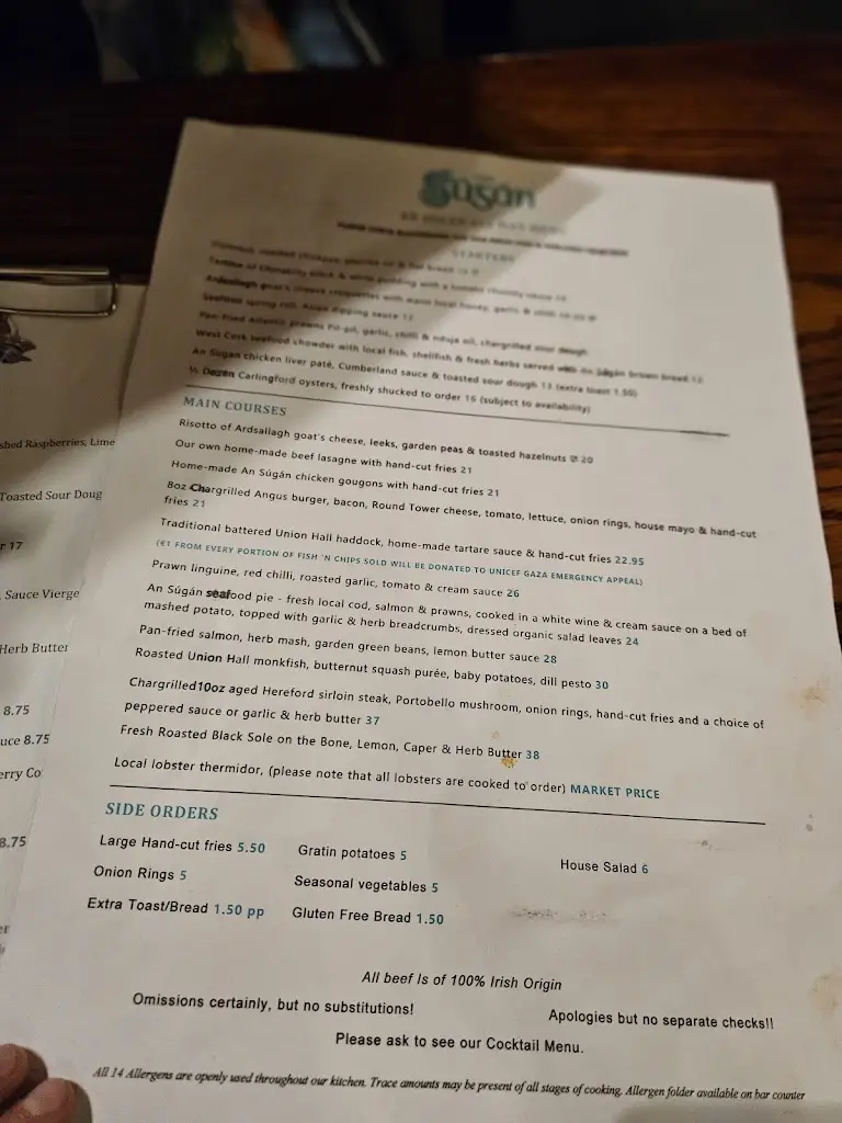 Menu_An Súgán Restaurant_Clonakilty_image_2