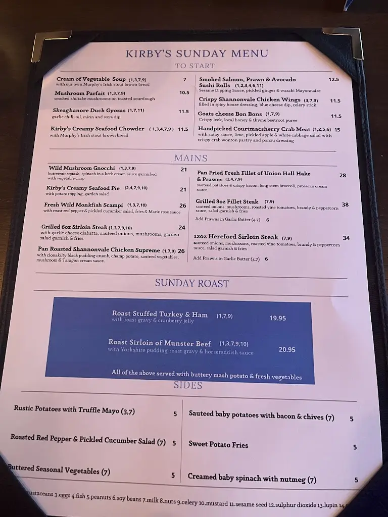 Menu_Kirbys @The Whale's Tail Restaurant_Clonakilty_image_3