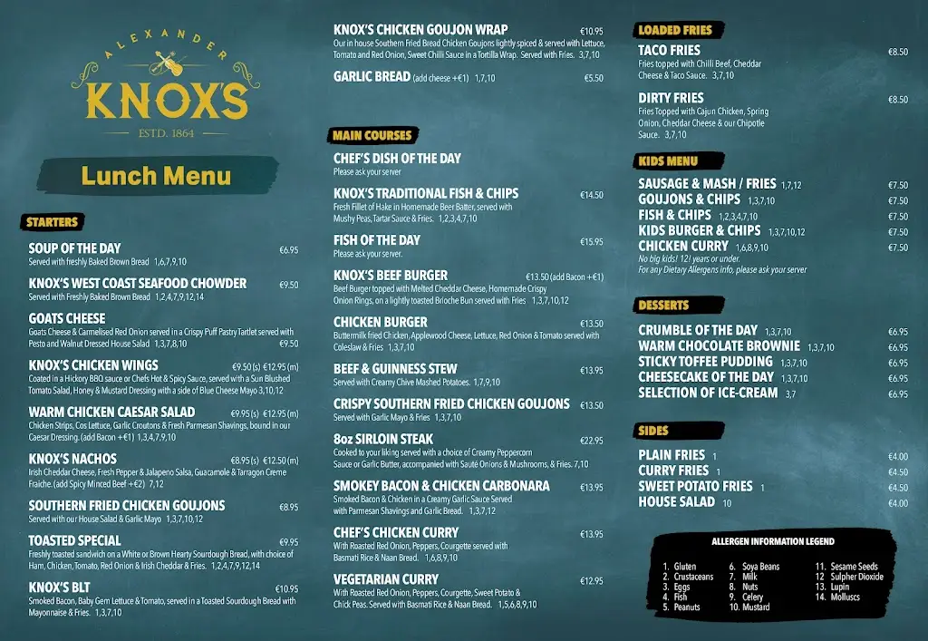 Menu_Knox's Pub & The Storehouse Restaurant_Ennis_image_2
