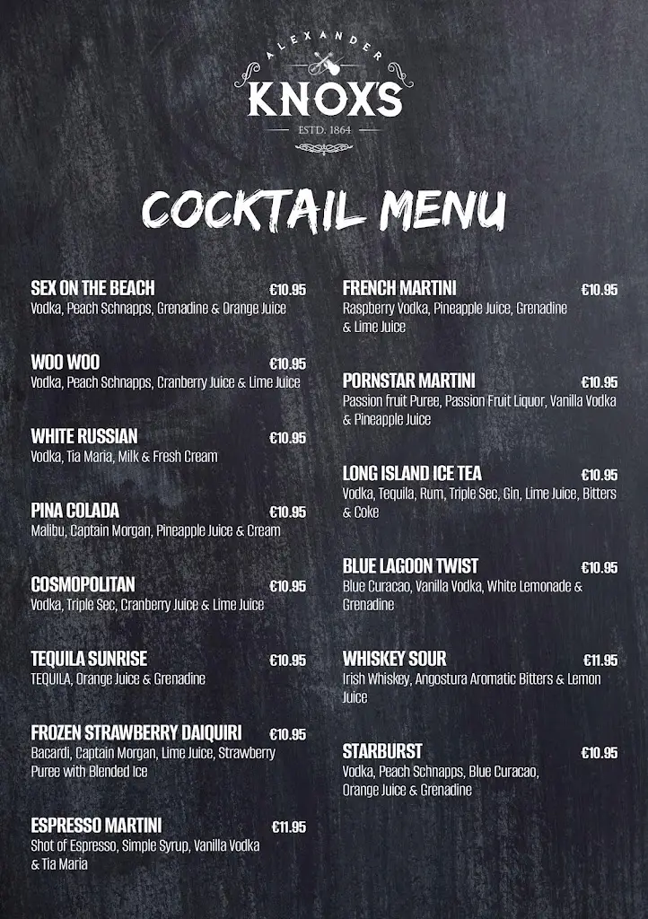 Menu_Knox's Pub & The Storehouse Restaurant_Ennis_image_3