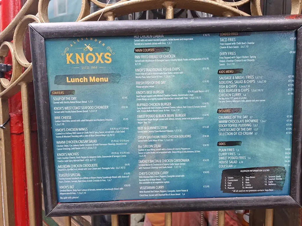 Menu_Knox's Pub & The Storehouse Restaurant_Ennis_image_4