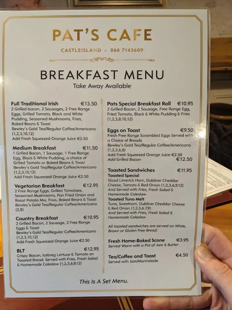 Menü_Pat's Cafe Castleisland_Castleisland_Bild_2