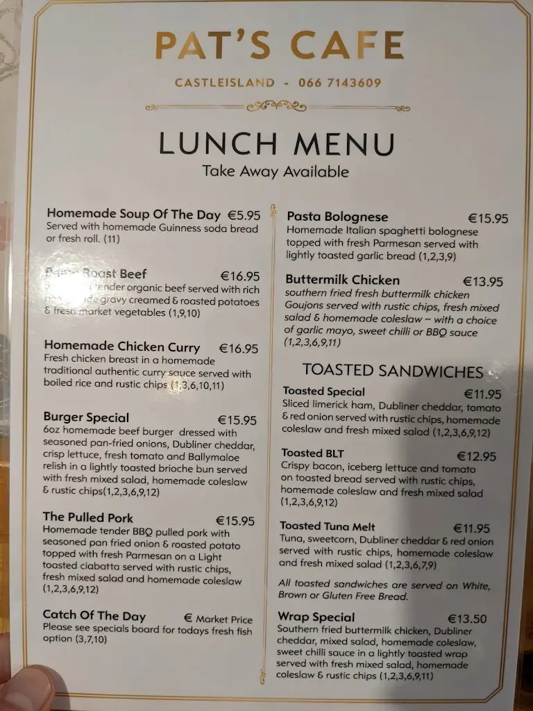 Menü_Pat's Cafe Castleisland_Castleisland_Bild_3
