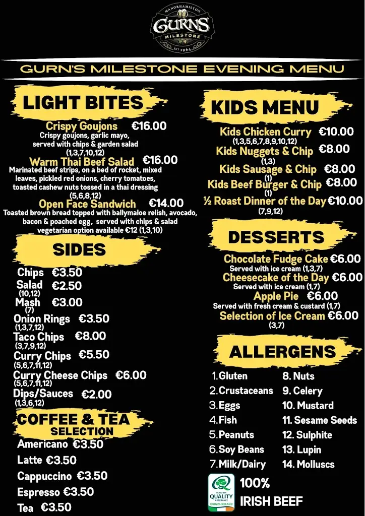Menu_Gurn's Milestone & Restaurant_Manorhamilton_image_3