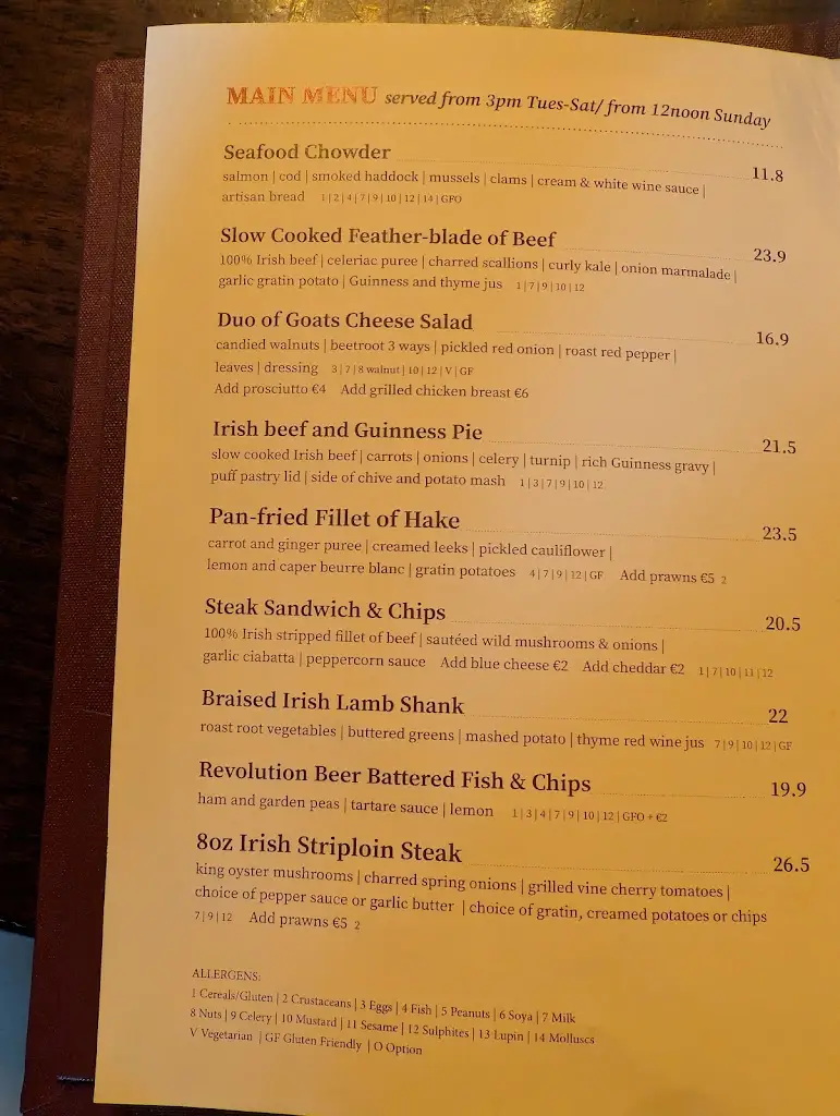 Menu_The Woodford_Cork City_image_1