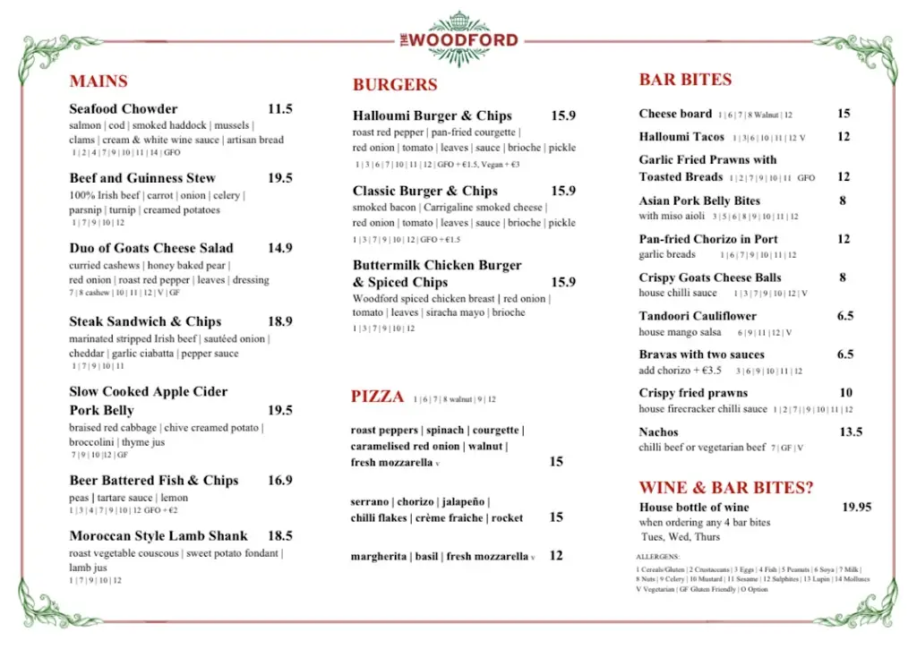 Menu_The Woodford_Cork City_image_3