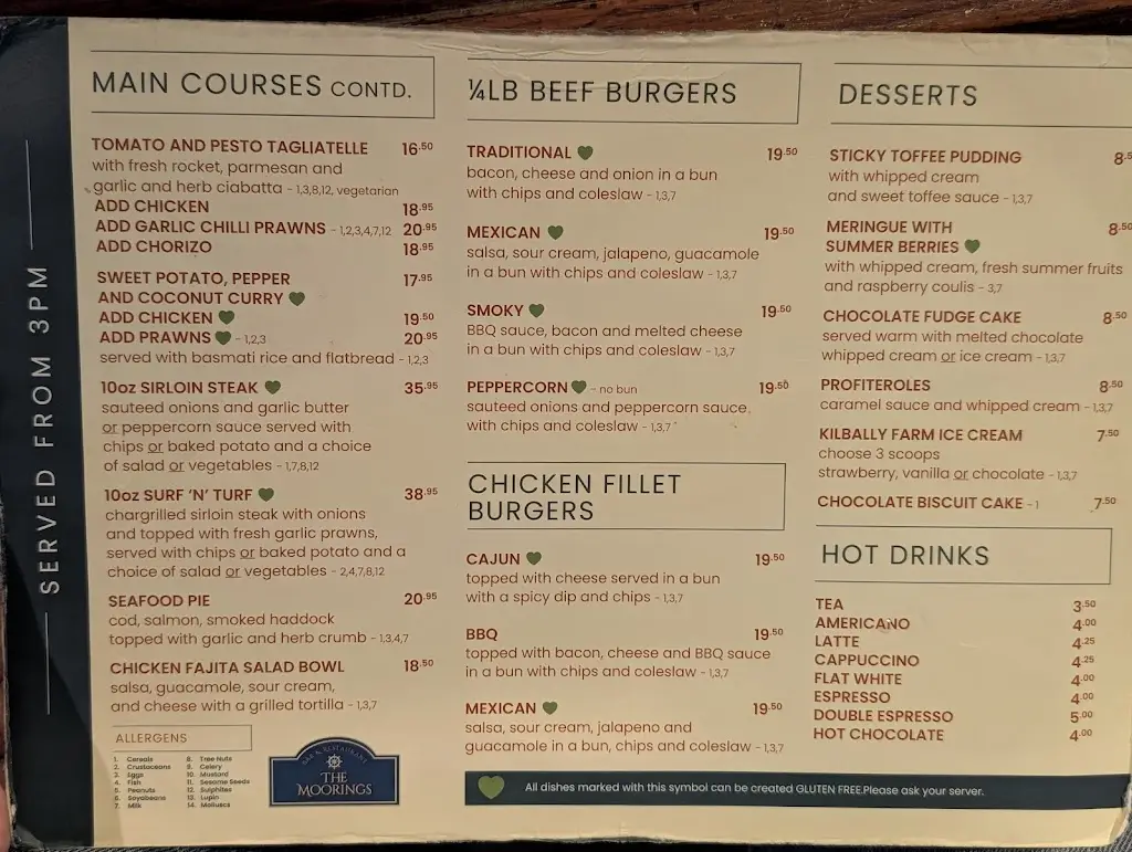 Menu_The Moorings_Dungarvan_imagen_4