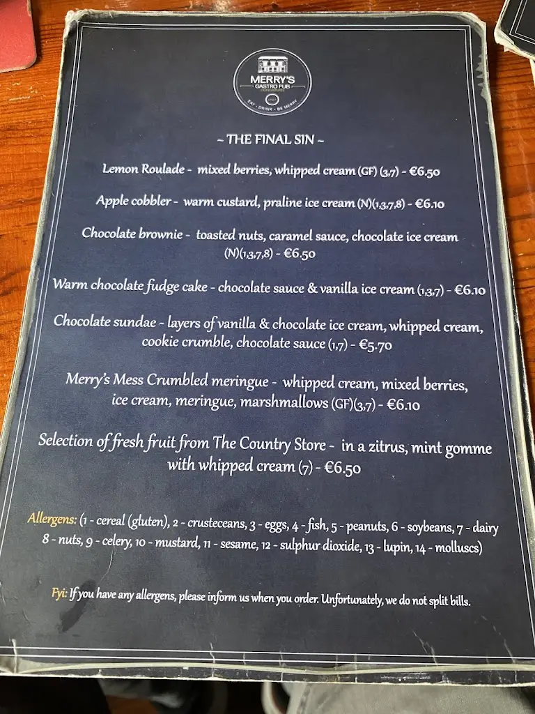 Menu_Merrys Gastro Pub_Dungarvan_imagen_4