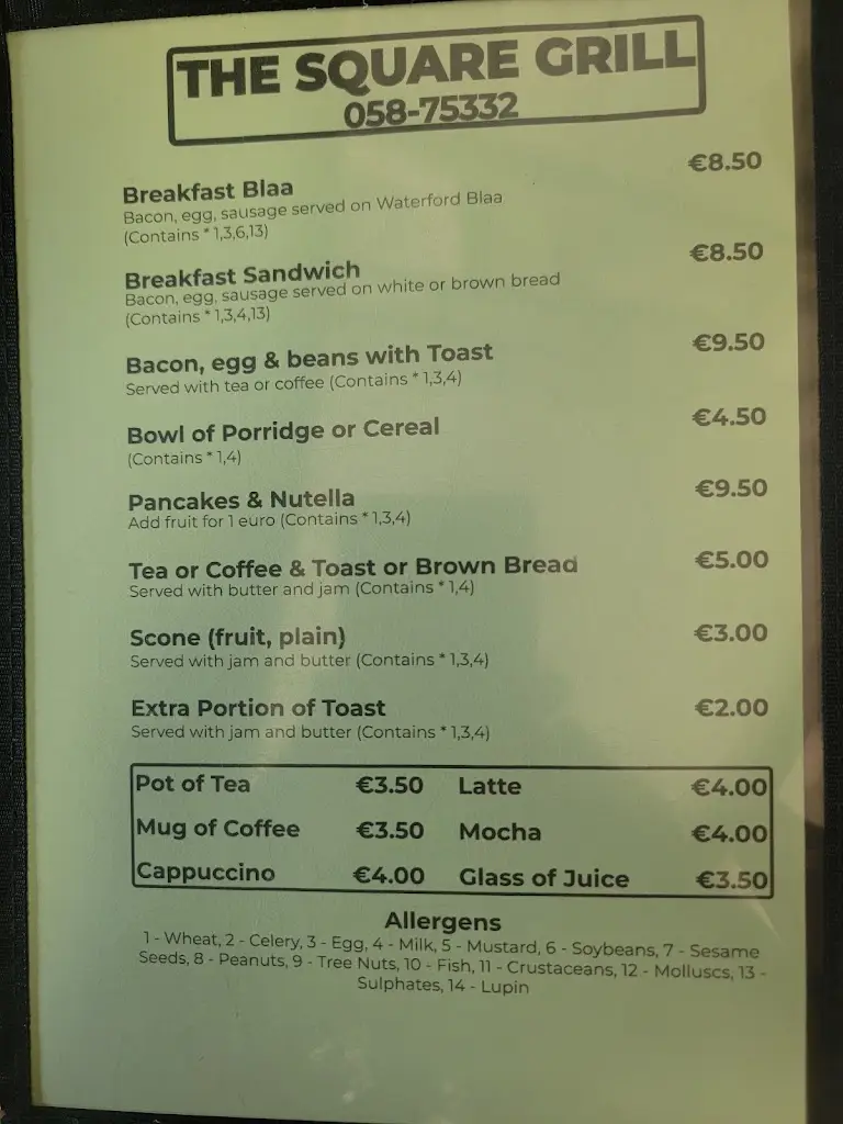 Menu_The Square Grill_Dungarvan_image_2