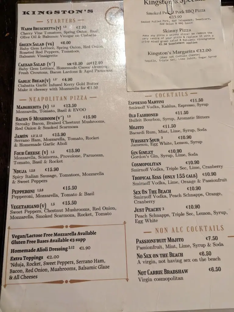 Menu_Kingstons Boutique Hotel & Pub_Killorglin_image_1