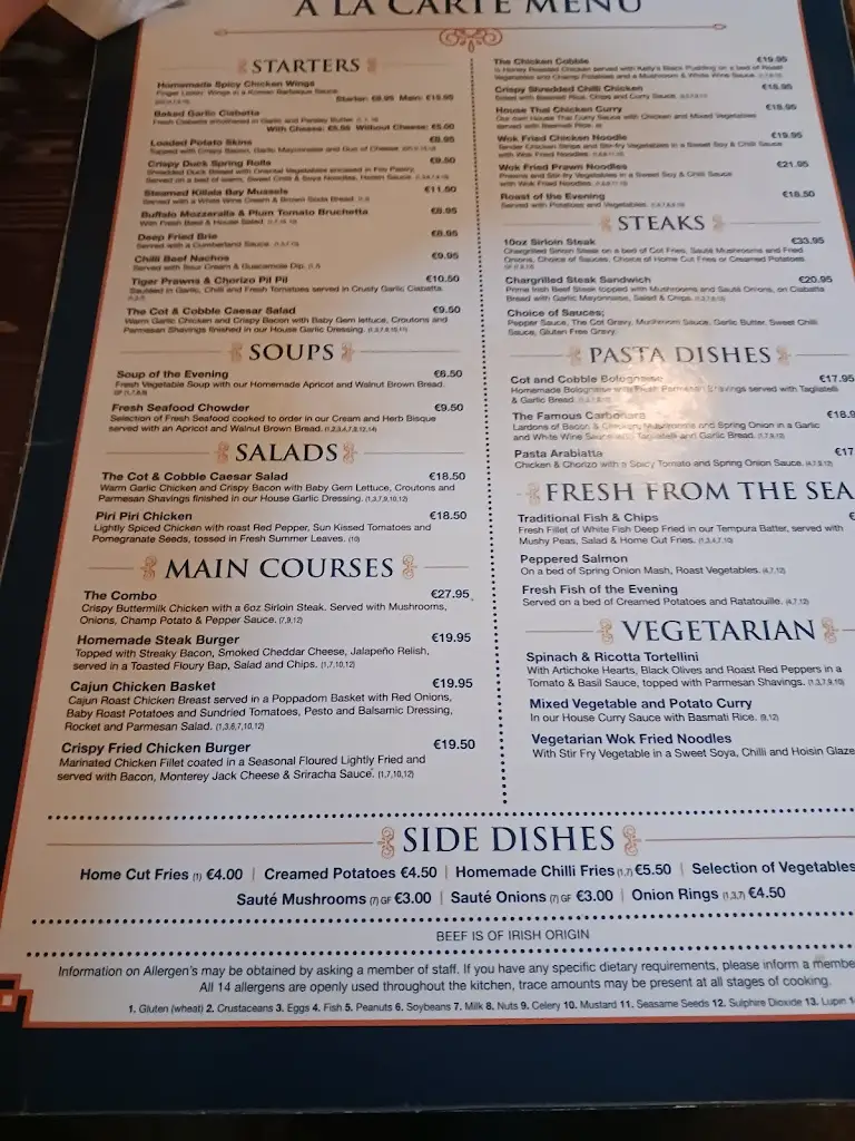 Menu_The Cot and Cobble_Ballina_image_1